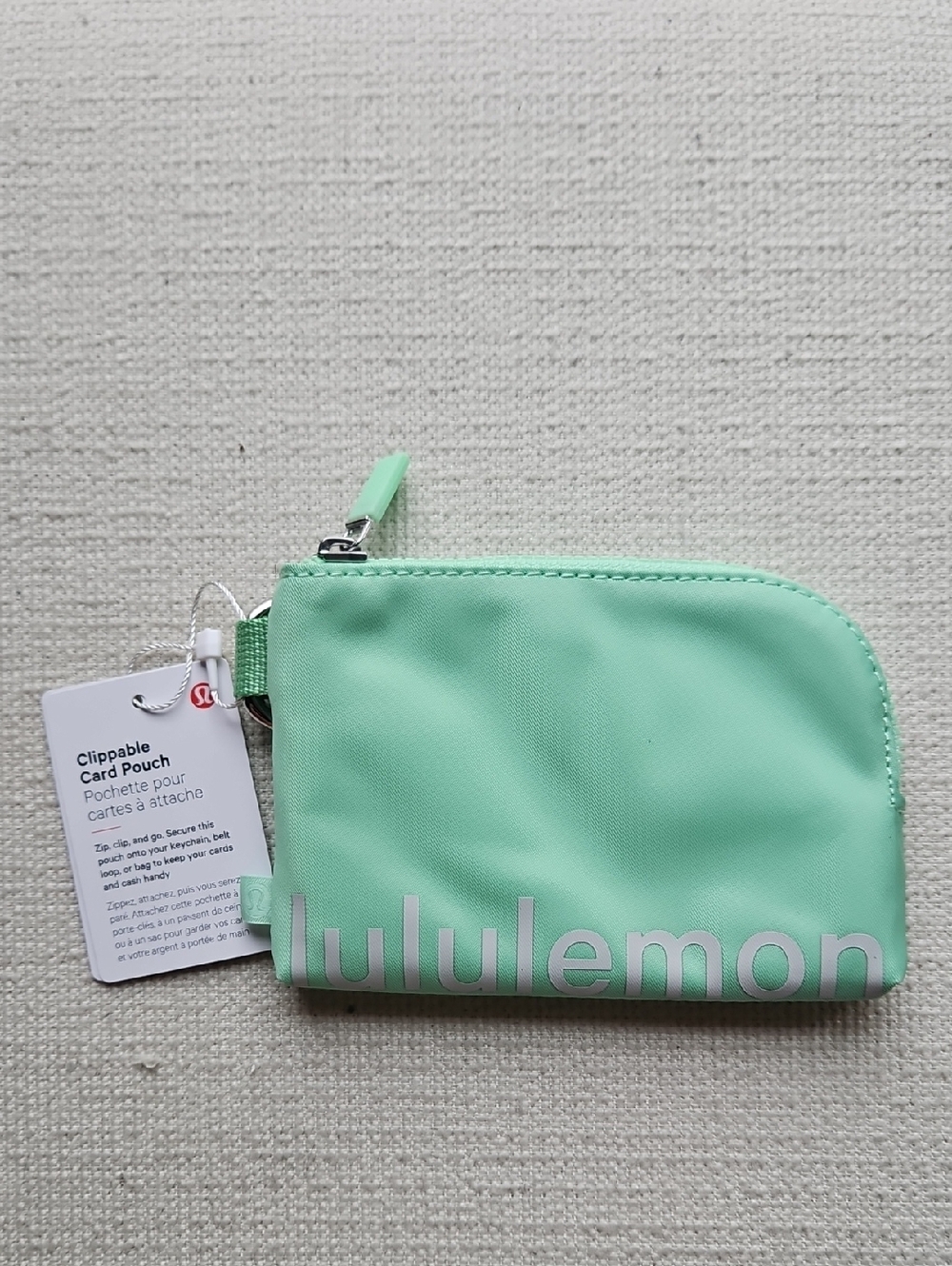 lululemon Mint Green Clippable Card Pouch